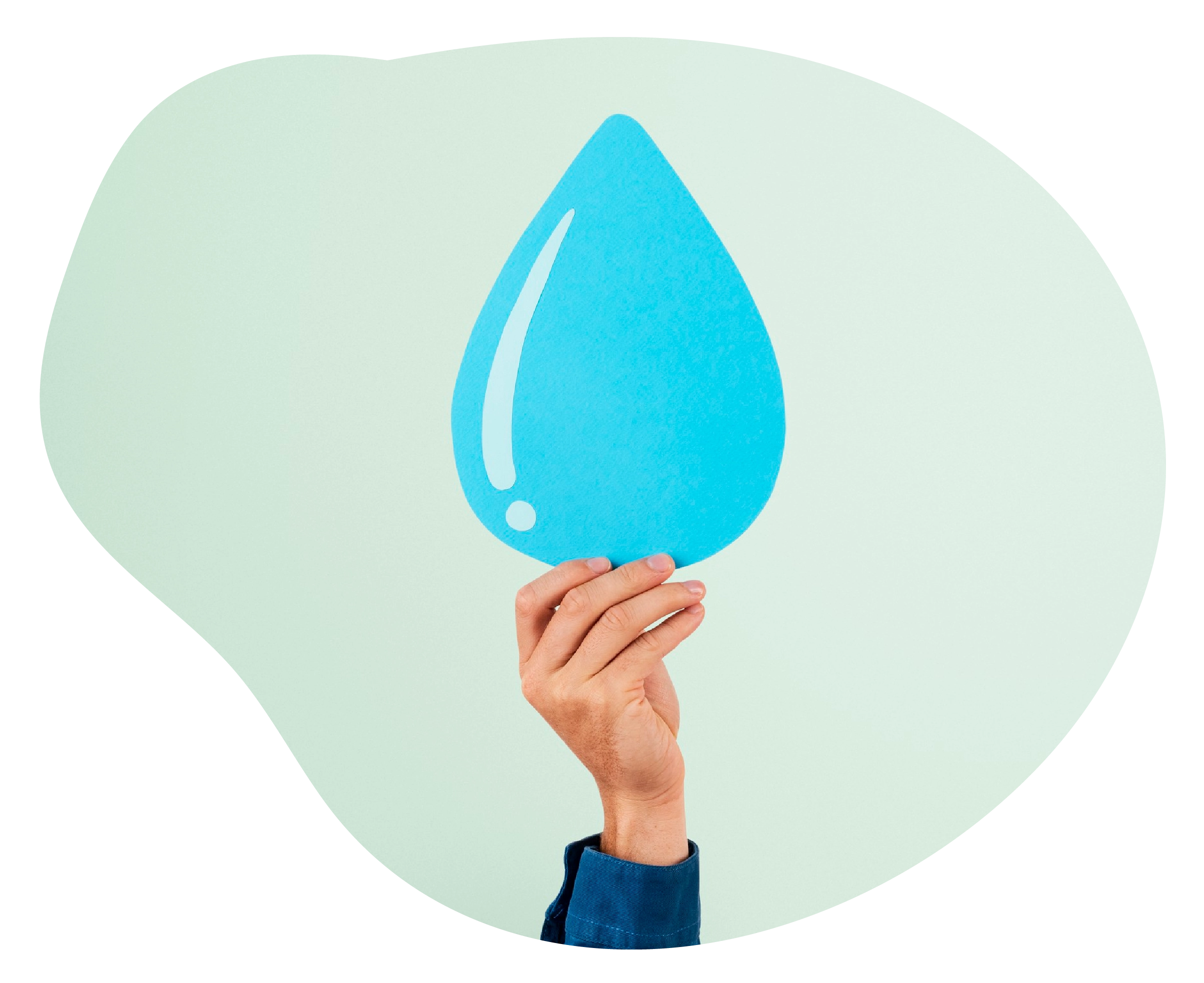 Gota de agua en manos